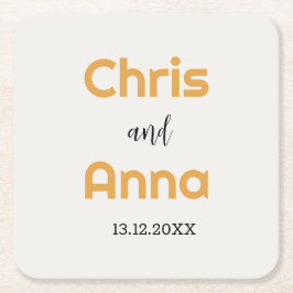 Elegant Gold Wedding Vierkante Kartonnen Onderzetter