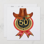Elegant Gold Western Fifty Invitation (Devant / Derrière)