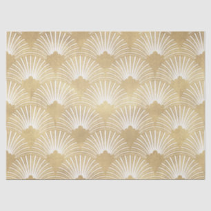Elegant Gold & White Art-deco-patroon Tissuepapier