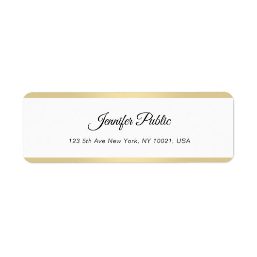 Elegant Gold White Chic Hand Script Simple Moderne Etiket (Voorkant)