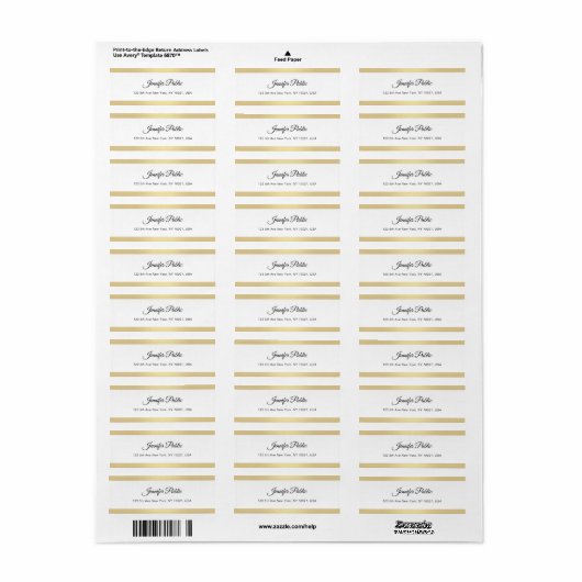 Elegant Gold White Chic Hand Script Simple Moderne Etiket (Full Sheet)