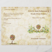 Elégant Gold White Damask Patchwork Tree Programme (Devant)