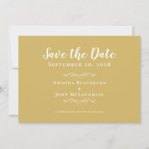 Elegant Gold White Delicate Romantic Calligrafie Save The Date