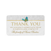 Elegant Gold, White en Grey Butterfly Dank u Etiket (Voorkant)