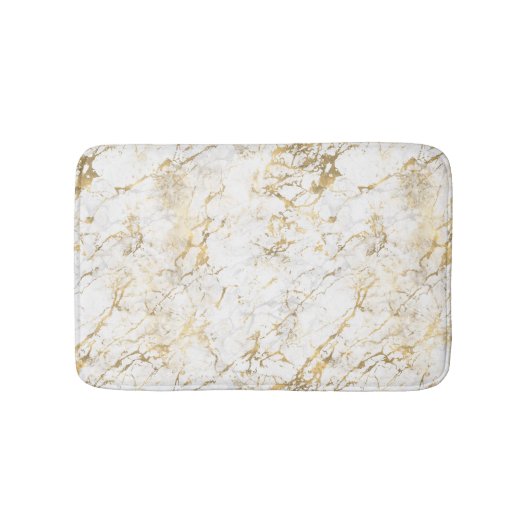 Elegant Gold White Faux Marble Pattern Badmat (Voorkant)
