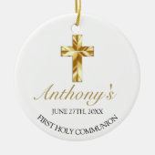Elegant Gold White First Heilige Communie Keepomwi Keramisch Ornament (Voorkant)