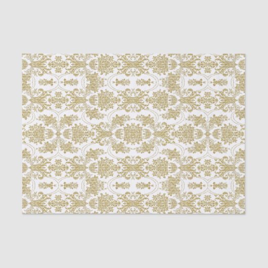Elegant Gold & White  Floral Pattern Tissuepapier (Voorkant)