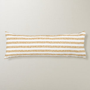 Elegant Gold White Glitter Stripes Sparkle Glam Lichaamskussen