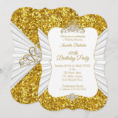 Elegant Gold White glitter tiara jarig feest Kaart (Voorkant / Achterkant)