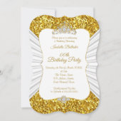 Elegant Gold White glitter tiara jarig feest Kaart (Voorkant)