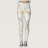 Elegant Gold White Grey Marmer Leggings (Voorkant)