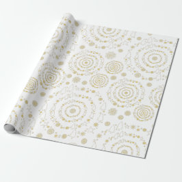 Elegant Gold White Handrawn Chrismas Patronen Cadeaupapier