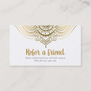 Elégant Gold & White Lace Carte de référence