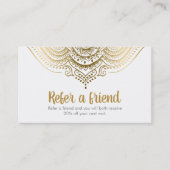 Elegant Gold & White Lace Referral Kaart (Voorkant)