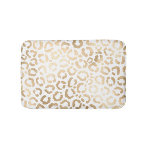 Elegant Gold White Leopard Cheetah Animal Print Badmat