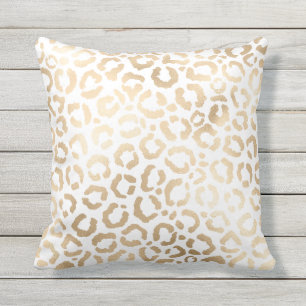 Elegant Gold White Leopard Cheetah Animal Print Buitenkussen
