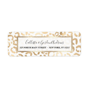 Elegant Gold White Leopard Cheetah Animal Print Etiket