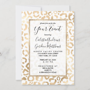 Elegant Gold White Leopard Cheetah Animal Print Kaart