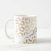 Elegant Gold White Leopard Cheetah Animal Print Koffiemok (Links)