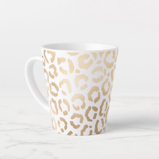 Elegant Gold White Leopard Cheetah Animal Print Latte Mok (Linkerhoek)