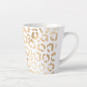 Elegant Gold White Leopard Cheetah Animal Print Latte Mok