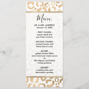 Elegant Gold White Leopard Cheetah Animal Print Menu