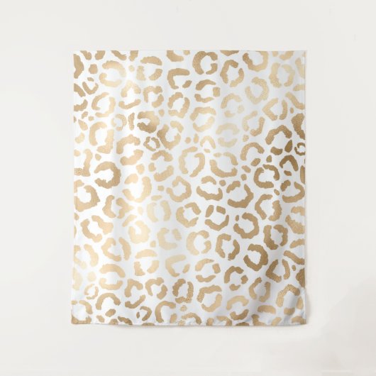 Elegant Gold White Leopard Cheetah Animal Print Wandkleed (Voorkant)