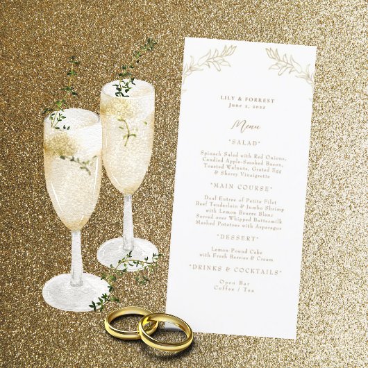 Elegant Gold & White Long Menu