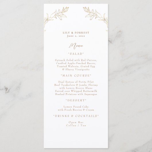 Elegant Gold & White Long Menu (Voorkant)