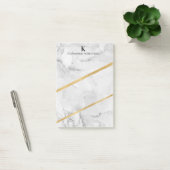 Elegant Gold White Marble Monogram Post-it® Notes (Kantoor)