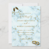Elegant Gold White marble Rings Wedding Invitation (Voorkant)