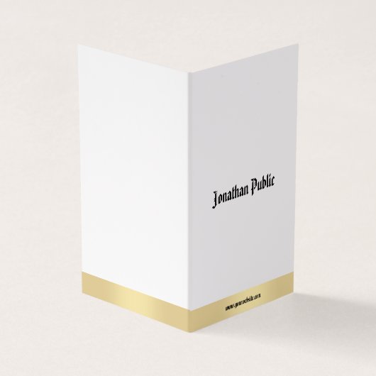 Elegant Gold White Minimalist Calligraphy Script Visitekaartjes (Buitenkant)