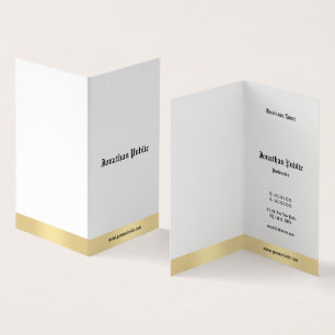 Elegant Gold White Old English Calligraphy Script Visitekaartjes