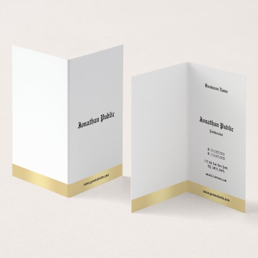 Elegant Gold White Old English Calligraphy Script Visitekaartjes