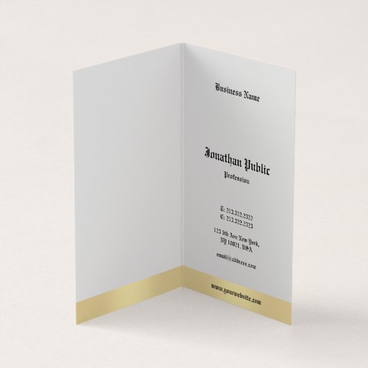 Elegant Gold White Old English Calligraphy Script Visitekaartjes (Binnen)