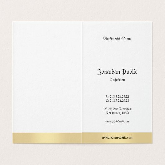 Elegant Gold White Old Style Classic Calligrafie Visitekaartjes (Binnenkant ongevouwen)