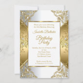 Elegant Gold White Pearl Silver Birthday Party Kaart (Voorkant)