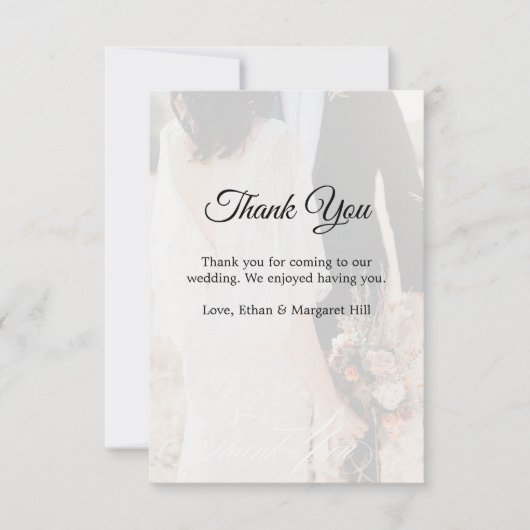 Elegant Gold White Photo Mariage Carte de remercie (Devant)