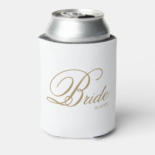 Elegant Gold White Script Bride Koelbox Blikjeskoeler (Blikje Achterkant)