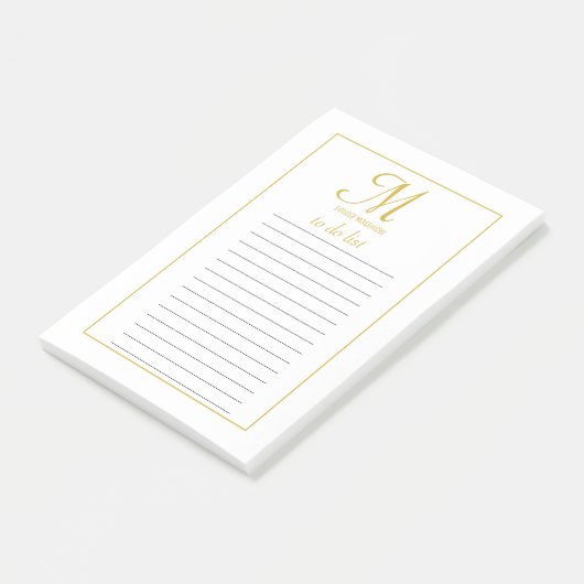 Elegant Gold & White Script Monogram om lijst uit Post-it® Notes (Schuin)