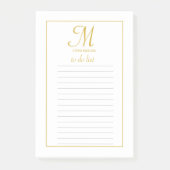 Elegant Gold & White Script Monogram om lijst uit Post-it® Notes (Voorkant)