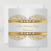 Elegant Gold White Silver Diamond Birthday Kaart (Achterkant)