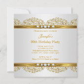 Elegant Gold White Silver Diamond Birthday Kaart (Voorkant)