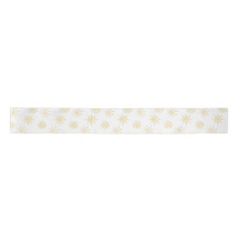 Elegant Gold White Snowflake Original Satin Ribbon Lint
