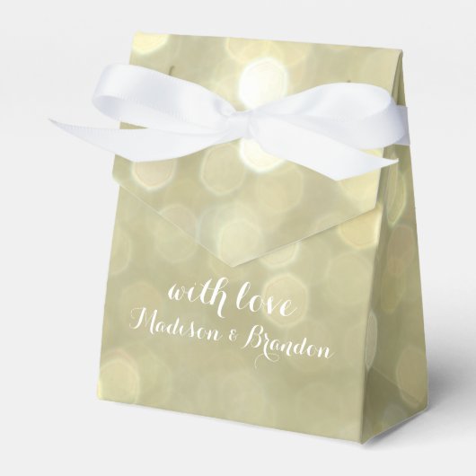 Elegant Gold & White Sparkle Gift Box Bedankdoosjes (Voorkant Zijde)