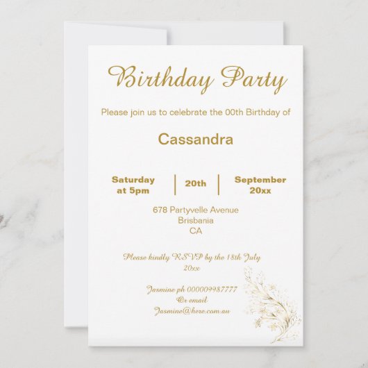 ELEGANT GOLD WHITE SPARKLES CUSTOM BIRTHDAY KAART (Voorkant)