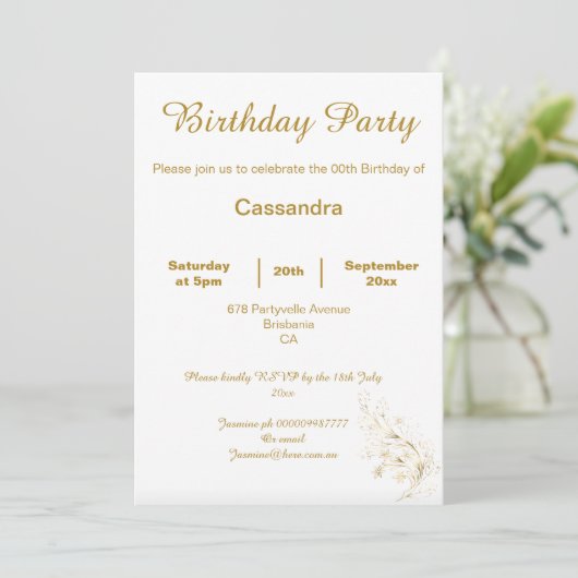 ELEGANT GOLD WHITE SPARKLES CUSTOM BIRTHDAY KAART (Staand voorkant)