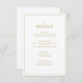 Elegant Gold & White Wedding Detail Enclosure Kaar Informatiekaartje (Voorkant / Achterkant)
