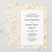 Elegant Gold White Wedding Invitation Kaart (Voorkant / Achterkant)