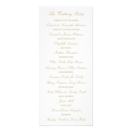 Élégant Gold & White Wedding Programme Modèle (Dos)